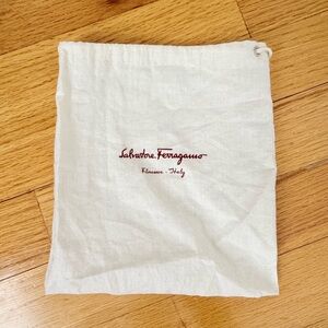 Salvatore Ferragamo Cream Drawstring Bag,for belts,wallets small